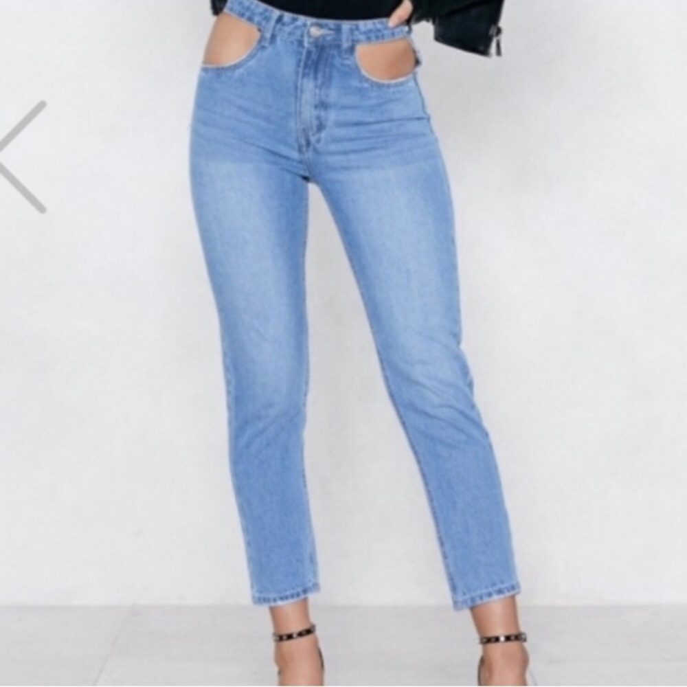 Nasty Gal cut out pocket mom jeans